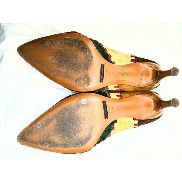 Dolce & Gabbana Multicolor Suede Patchwork Pointed-Toe Stiletto Heels- LT3264 - Picture 7 of 9